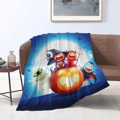 China Halloween Fleece Soft Custom Logo Print Flannel Blanket PORTABLE High Quality Blanket Weighted Luxury Blanket for sale