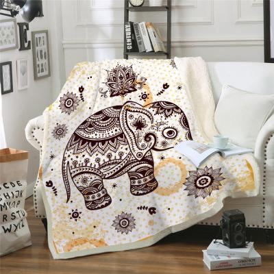 China PORTABLE Professional Design Flannel Wind Winter Blanket Ethnic Elephant Printed Blanket Soft Flannel Blanket for sale