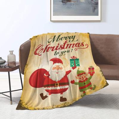 China Christmas Cotton Blanket Small Snowman Print PORTABLE Wholesale Decorative Fleece Nordic Christmas for sale