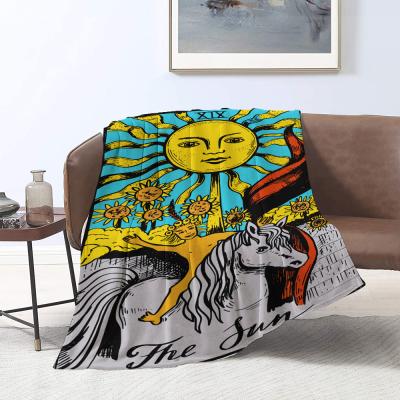 China Winter PORTABLE Sofa Decorative Low Cost Figure Print Personalized Cozy Nordic Fleece Throw Blanket for sale