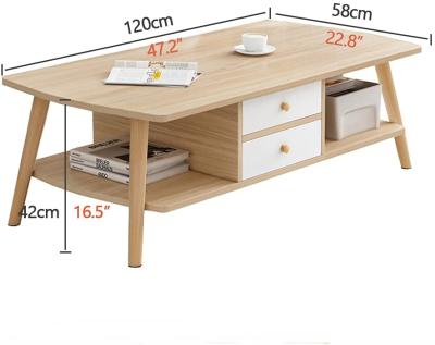 China (Other) Modern Bamboo Modern Adjustable Sofa End Coffee Table Table, Home With Wide Desk And 2 Drawers For Living Room for sale