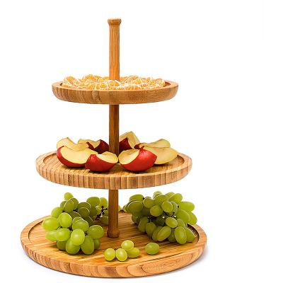 China Durable Home Easy To Assemble 3 Tier Food Serving Rack Cake Stand Bamboo Dessert Dish for sale