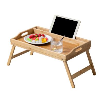 China Sustainable Bamboo Breakfast Trays, Foldable Trays With Folding Legs And Care Handles For Reading, Eating, Working for sale