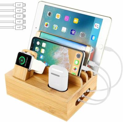 China Bamboo Organizer For Multiple Devices, Newest Sustainable Design Desk Accessories Charging Stations Docking Cradle Stand for sale