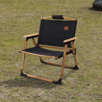 China Wholesale High Quality Modern Lightweight Picnic Chair, Portable Foldable Wooden Chair For Camping Fishing (Black/Small) for sale