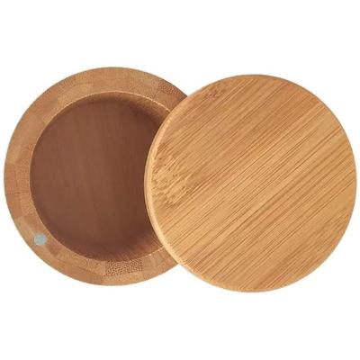 China Sustainable Bamboo Salt Box With Magnetic Swivel Lids For Salt Pepper Sugar Spice for sale