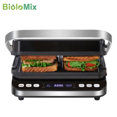 China Household 6 Presets Stainless Steel Temperature Control Automatic Panini Sandwich Maker Baking Waffle Plates Reversible GRILL GRIDDLE for sale