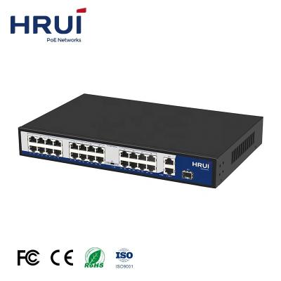 China POE 2022 HRUI 300W 24 Ports Network Gigabit PoE Switches Support VLAN Extend Witch 2 Gigabit Ethernet Uplink Ports for sale