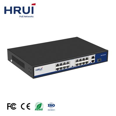 China Hot Sale 16-Port PoE Switch Unmanaged VLAN/Extend 250-Meter With 2 Gigabit Ethernet Uplink Ports 1 Gigabit SFP Port for sale