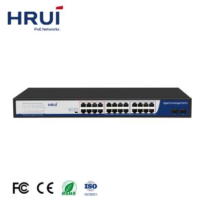 China Hot Sale QoS 24 Ports Gigabit Ethernet Switch 2 Uplink SFP Ports CCTV IP Cameras for sale