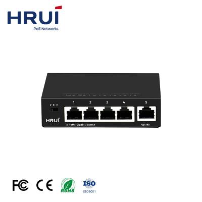 China Support 2022 HRUI 4 Ports Gigabit Ethernet Switch VLAN Full 1 Gigabit Uplink Port for CCTV Camera for sale