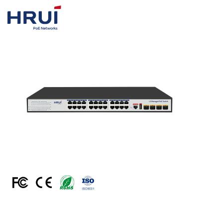 China Gigabit and 4 Port 10G sfp+uplink IEEE 802.3af/at 400W L3+ POE High Performance 24 Port Managed PoE Network Switch for sale