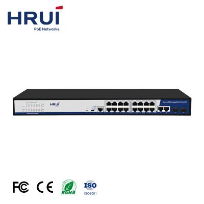 China Hot Sale LACP 16 Ports OEM Factory Price L2 Controlled Ethernet PoE Switch with 2 Gigabit Uplink Ports 2 Gigabit SFP Ports for sale