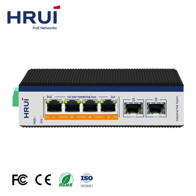 China POE Factory Price IP40 Full Protection 4 Ports Gigabit L2 Managed BT90W PoE Industrial Switch With 2 Gigabit SFP Ports for sale