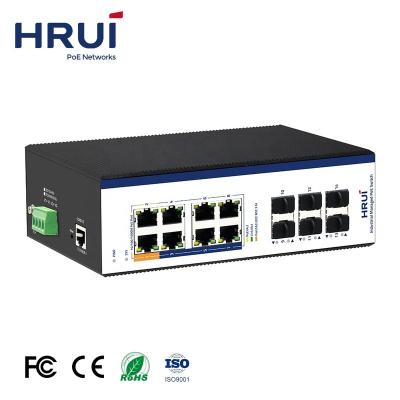 China POE HRUI 14 Ports Industrial PoE Switch Full Gigabit L2 Managed BT90W PoE Ethernet Switch for sale