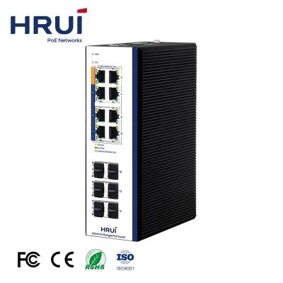 China Industrial POE HRUI PoE Switch 14 Ports Gigabit 2.5G SFP IP40 Protection L2+Managed PoE Switch for sale