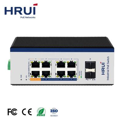 China POE HRUI 8 Ports Gigabit PoE Switch IP40 Full Protection 2.5G SFP Gigabit L2+Managed PoE Industrial Switch for sale