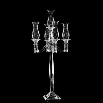 China MH-1478 Weddings 5am Crystal Candlestick For Wedding Decoration Candelabra Wedding Crystal Centerpieces for sale