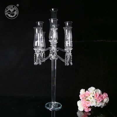 China MH-ZT177 Crystal Candle Holder Church Hurricane Lamp Wedding Candelabra Crystal Candlestick Centerpiece For Wedding Decoration for sale