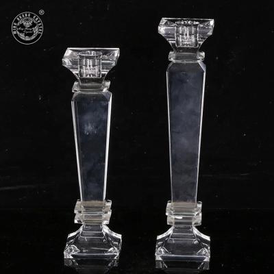 China Clear Home Decoration MH-ZT259 Crystal Candle Holder Glass Pillar Candle Holder for sale