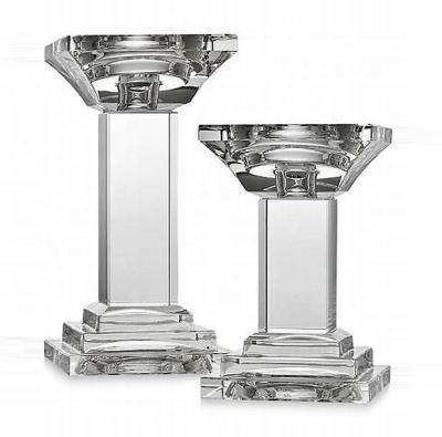 China MH-121 Gift Tall Crystal Pillar Candle Holders For Decoration Wedding Glass Candlestick for sale