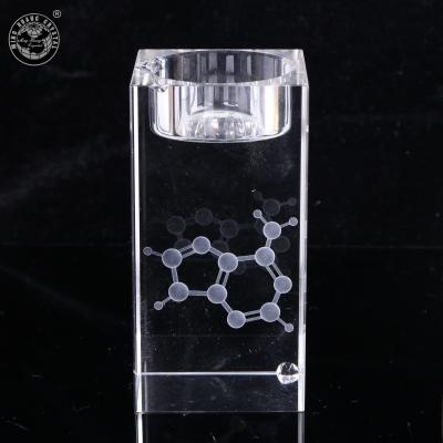 China China MH-FT121 Cut 3d Crystal Etched Laser DNA Molecule Paperweight Cube Crystal Candle Holder for sale