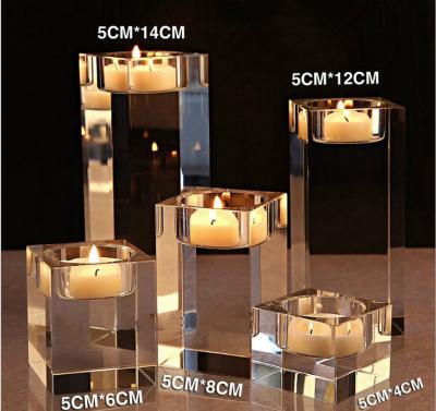 China Crystal Candle Crystal Glass Holder Tealight Gift MH-ZT123 Cube Crystal Tealight for sale