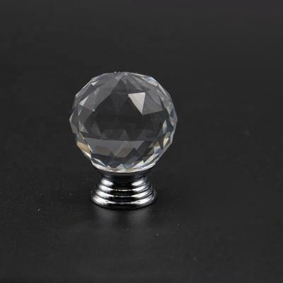 China MH-L002 Europe Crystal Knob and Door Handle Crystal Flat Ball Clear Glass Hand Crafted Crystal Glass Drawer Knobs for sale