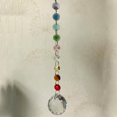 China China MH-1234 Faceted Crystal Glass Bead Chain Octagon Chakra Garland Chain for sale