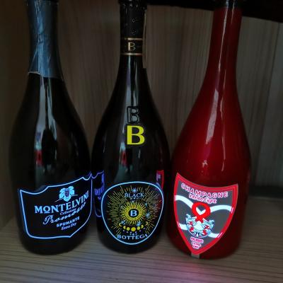 China Custom logo 3M+plastic waterproof EL lighting label LED champagne label for wine champagne bottle for sale