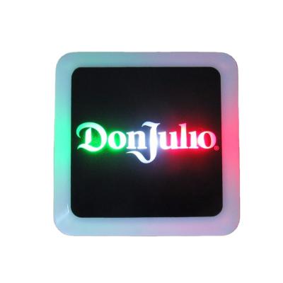 China Plastic Customized Logo Led Light Sticker Coaster for sale