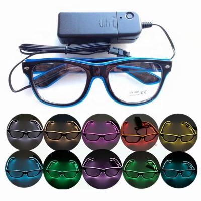 China PVC Halloween Favors EDM Logo Flashing Led El Glasses Dark Custom Made Light Up Sunglasses For Party for sale