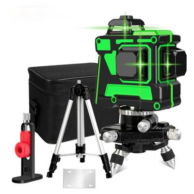 China 2 Line 3d Laser Levels Mount Instrument 12 Green Light Line 360 ​​Degree Rotary Laser Levels 23*19*17CM for sale