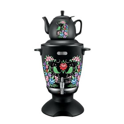 China Keep Hot Turkish Electric Samovar Stainless Steel Kettle With Teapot Decal To Keep Hot CE/GS/RoHS for sale