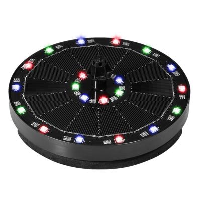 China 21 LED Fountain Solar Powered Floating Fountain Garden Decor 7V/3.5W Monocrystalline Solar Pump Panel Colorful Fountain Lights Pools for sale