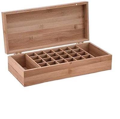 China Essential Oils Sustainable 26 Slots Wooden Storage Rack Bamboo Essential Oil Box for sale