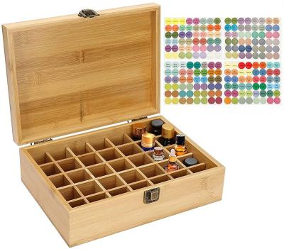 China Essential Oils 35 Sustainable Slots Wooden Storage Rack Bamboo Essential Oil Box for sale