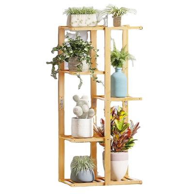 China Modern Minimalist Multi Plant Rack Display Rack Plant Layer Bamboo Flower Stand For Indoor Outdoor for sale