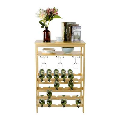 China Bamboo 6-Tier Bamboo Wine Rack Shelves Freestanding 24 Wine Racks Bamboo Rack / Wine Bottle Storage Shelves Display Stands With Platform for sale