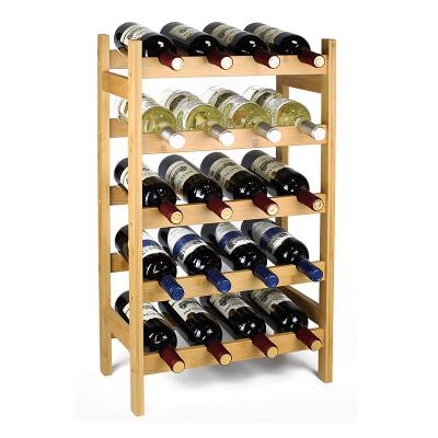 China 5-Tier Bamboo Wine Rack Bamboo Rack For Sturdy 20 Bottles Floor Bamboo Wine Shelves/Wine Storage Cabinet Display&Rack for sale