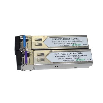 China FTTH Hilink Good Price 1.25G SFP BIDI 40KM 1310/1490(1550nm) LC/SC Connector Fiber Optic Module for sale