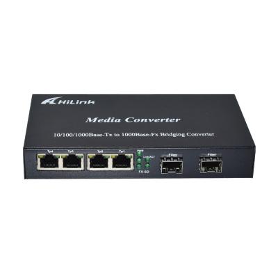 China 4*10/100/1000Base-Tx to 2*1000Base-Fx Bridging Converter Media Converter HL-MC for sale