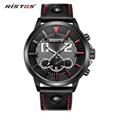 China Hot selling RISTOS 93001 water resistant watch china movt luxury genuine leather watch for men for sale