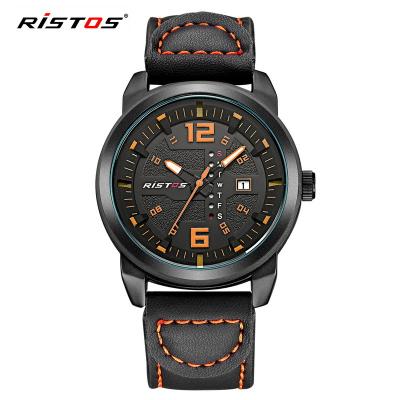 China RISTOS 93011 Water Resistant Men Watch Fashion Classic Leather Water Resistant Band Wholesale Casual Watch for sale