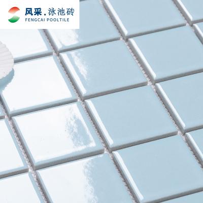 China CLASSIC Light Blue Square Porcelain Mosaic Tiles Swimming Pool Wall And Ceramic Tile for sale