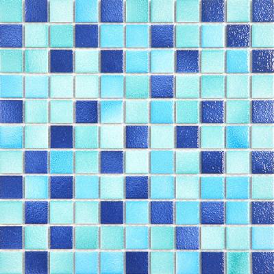 China Anti-slip CLASSIC Mosaic Swimming Pool Pool Anti-Slip Outdoor Ceramic Mix White And Blue Tiles 300x300mm for sale