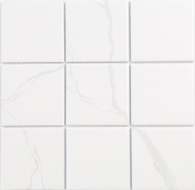 China Europe Jazz White Porcelain Square Anti-Slip Mosaic Tiles 97X97MM for sale