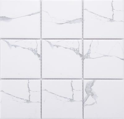 China Stock Europe Carrara White 97X97MM Square Wholesale Price Matt Bathroom Wall Porcelain Mosaic Tile for sale