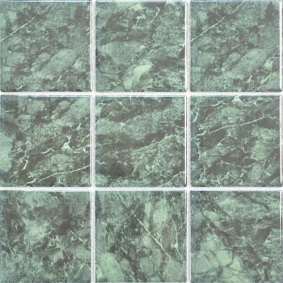 China Hotel Project Supply Design 97X97MM Dark Green Marble Glossy Finish Ceramic Swimming Pool Tiles From Europe for sale