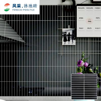 China CLASSIC Black Mosaic Kitchen Backsplash Wall Floor Indoor Subway Pool Polished Porcelain Striped Bathroom Tiles Design for sale